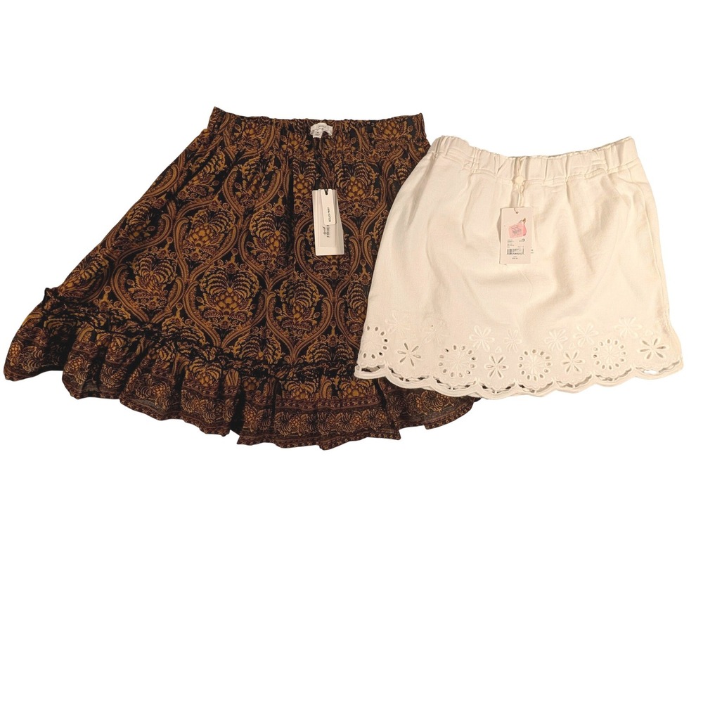A Loves A & C&V Girls Skirt Bundle Paisley Ruffle White Eyelet Scallop XL NEW